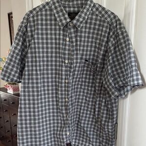 Nautica Men's Black and White Plaid Shirt